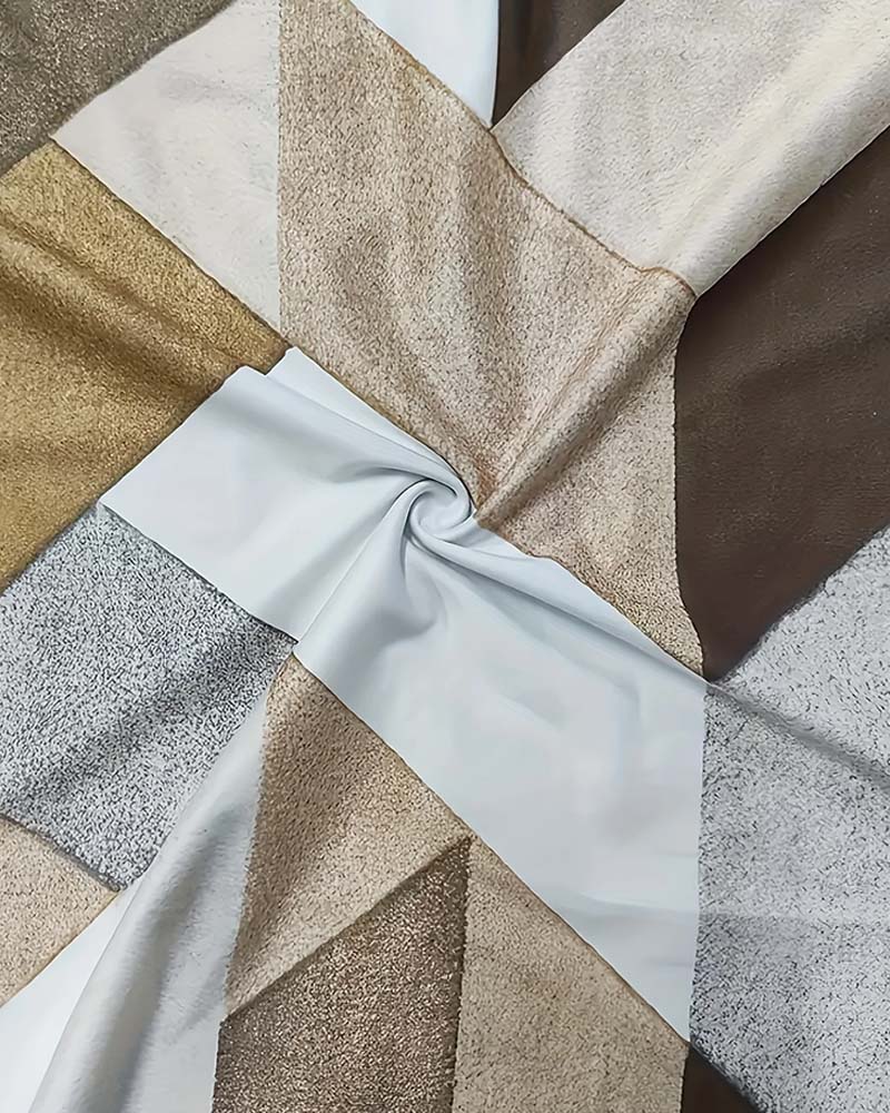 T-Shirt Mit Casual Farbblock U-förmigem Halsausschnitt