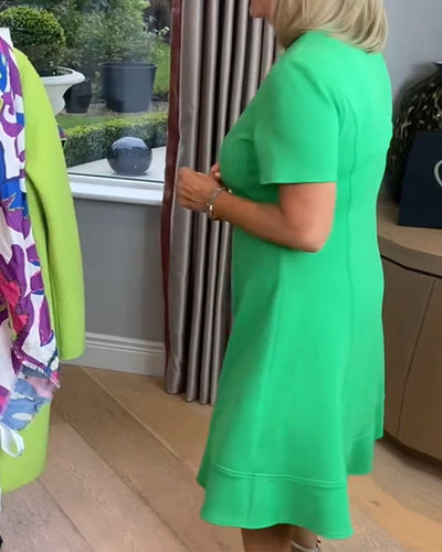 Kleid Halbreißverschluss Temperament Kurzarm