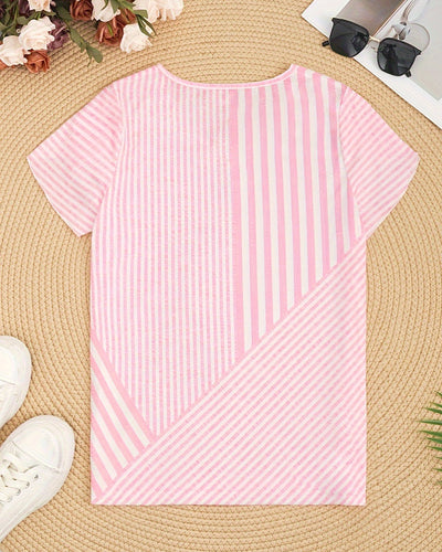 T-Shirt Mit V-Ausschnitt Gestreift