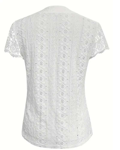 Bluse Unifarben Ausgehöhlt Kurzärmelig