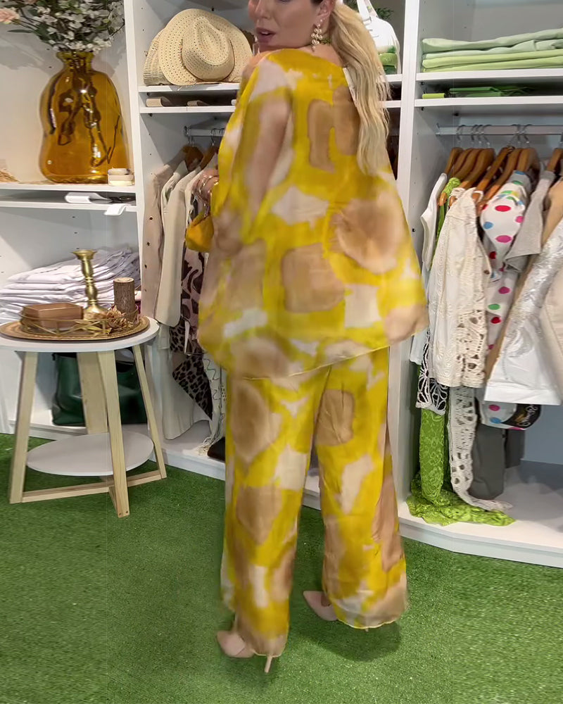 Set Modisch Bedruckte Weitbein-Hose