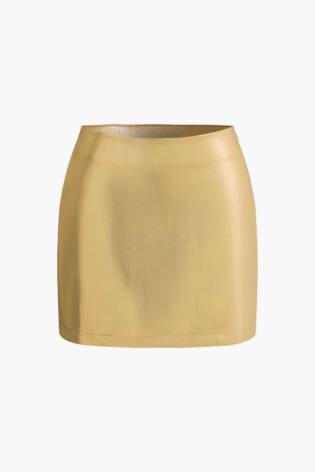 Freyja | Glänzender Gold Metallic-Minirock mit figurbetonter Passform und High-Waist-Schnitt