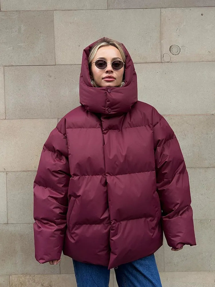 Puffer-Winterjacke mit Kapuze für Frauen