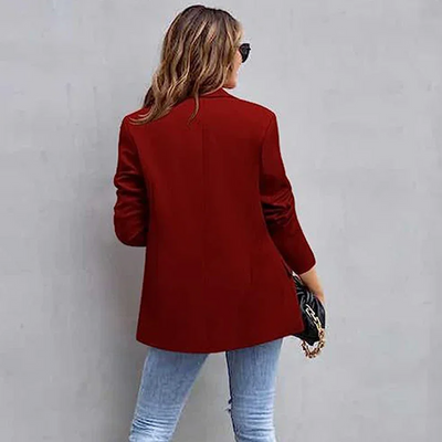 Heidi-Mode | Langer Damenblazer mit Klappentaschen und Tailliertem Schnitt