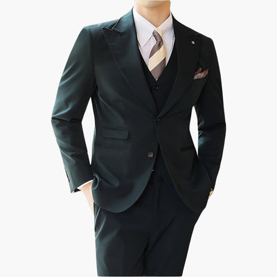 Herren Anzug dreiteilig mit Weste und Slim Fit Schnitt