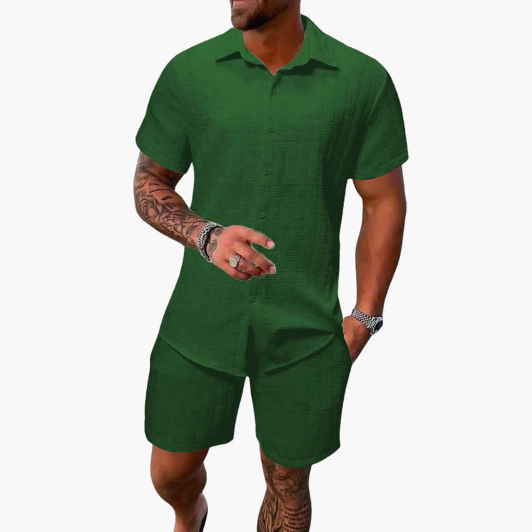 Herren Zweiteiler Set aus Baumwollmix mit Jacquardstruktur