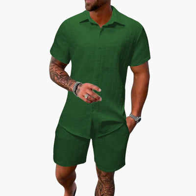 Herren Zweiteiler Set aus Baumwollmix mit Jacquardstruktur