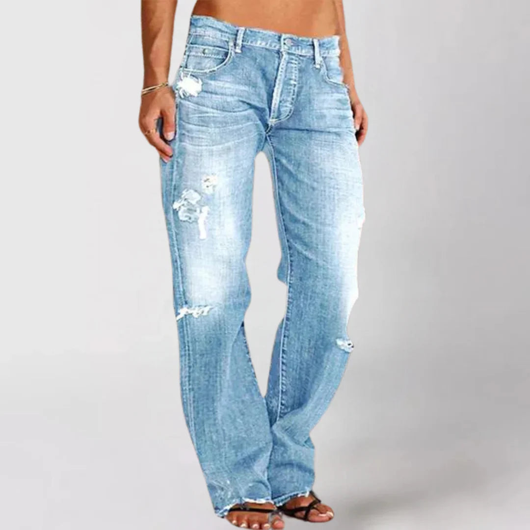 WIBKE - WEITE JEANS MIT USED-EFFEKT