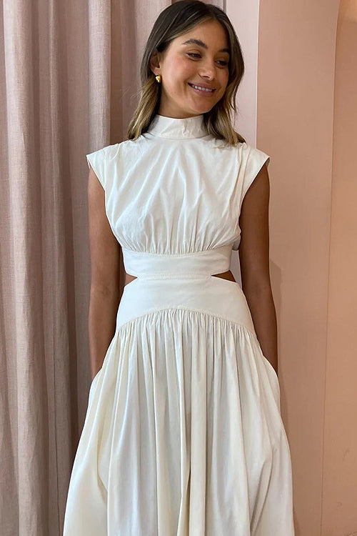 Heidi-Mode | Teile Dein Glück Ausschnitt Weiß Maxikleid