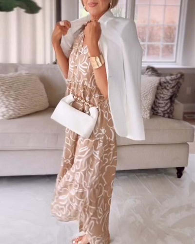 Rock Mit Short-sleeved Pocket Kleid Mit Geometrischen Druckmustern