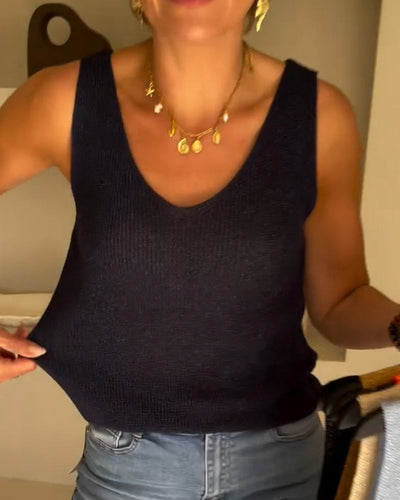 Weste Gestrickt V-Ausschnitt ärmellos