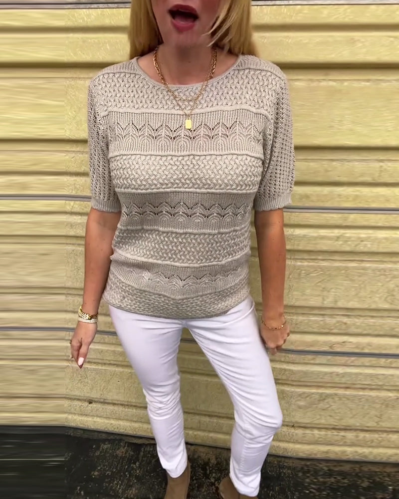 Pullover Hohles Design Einfarbig