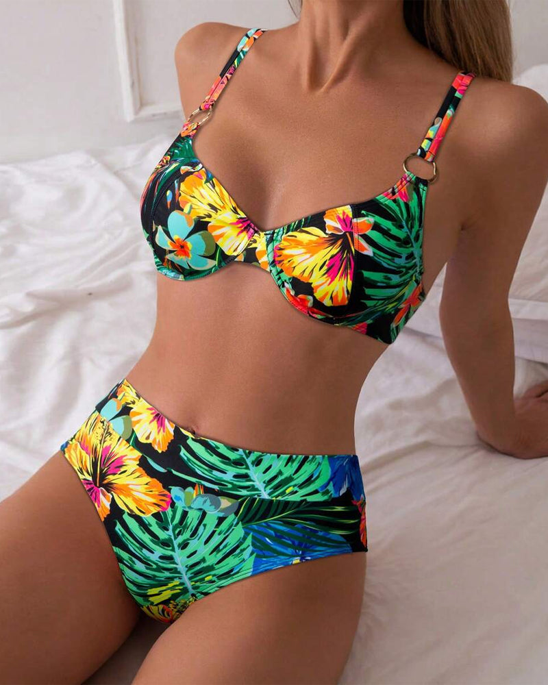Bikini sexy bedruckter Push-Up BH Dreieck