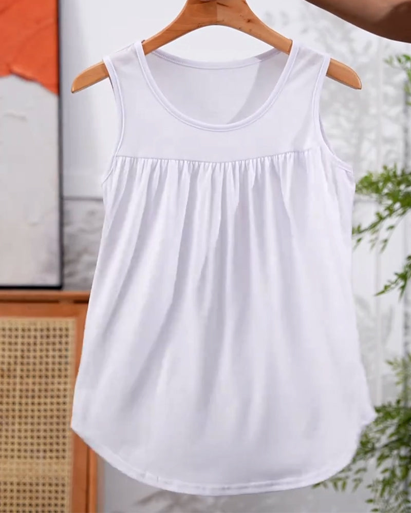 Dreiteiliges Set Ärmellose Plissierte Weite Weste