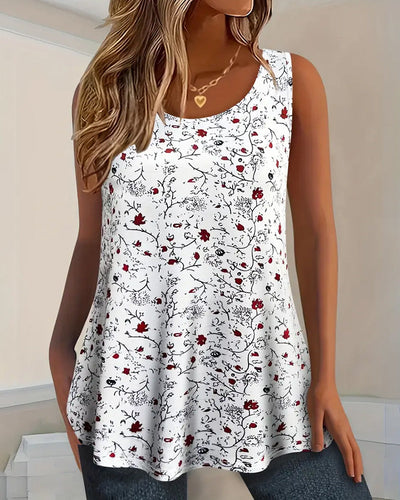 Top Rundhals Bedruckt Ärmellos
