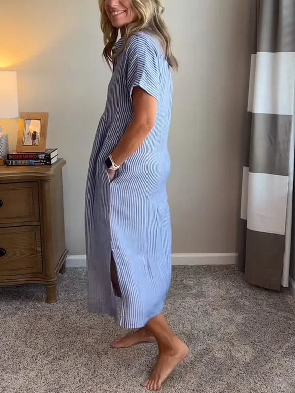 Samara - Stilvolles Gestreiftes Hemdkleid