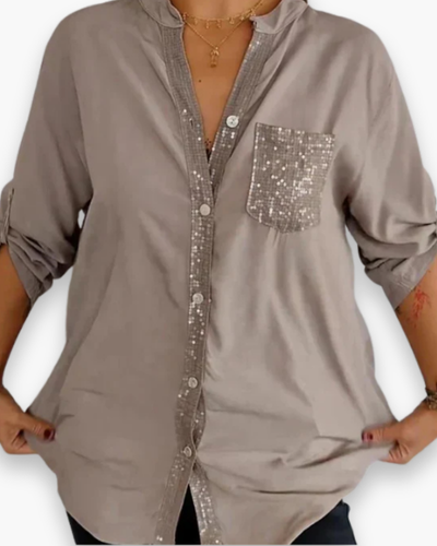 Damen Glitzer Pailletten Top | Festlich Elegant