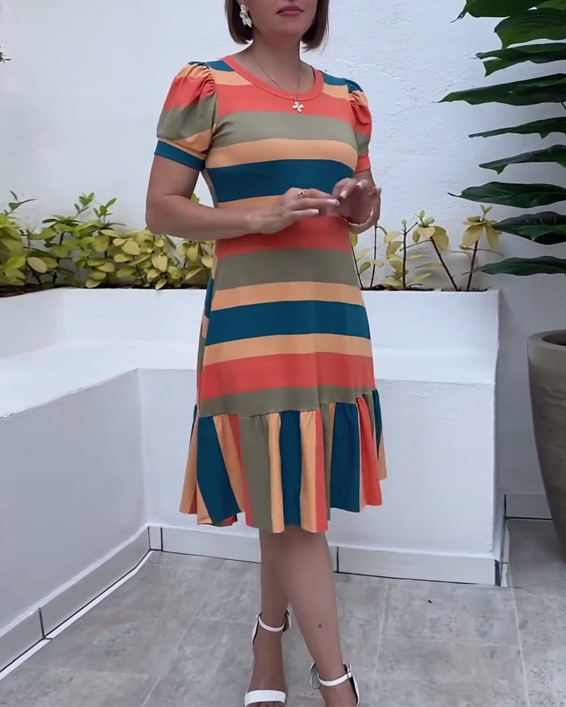 Kleid lässig Kurzarm gestreift