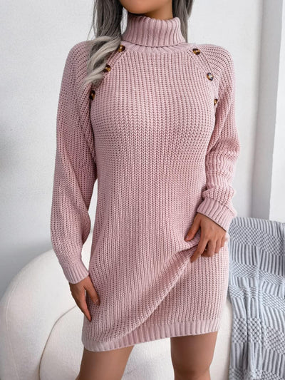Rollkragenpullover Winterkleid für Frauen