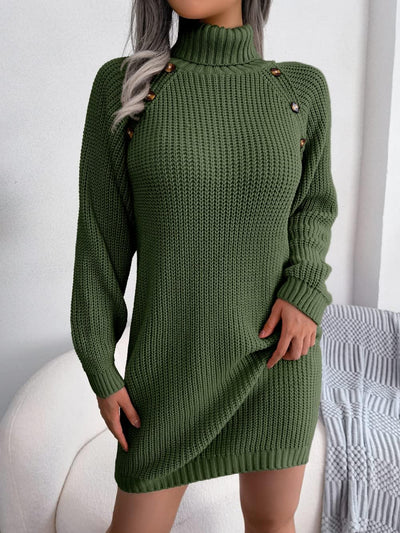 Rollkragenpullover Winterkleid für Frauen
