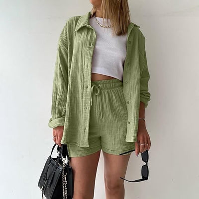 AGATHE - WEITES SHIRT UND SHORTS SET