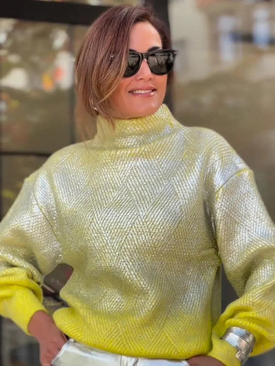 Glänzender Rollkragenpullover für Damen