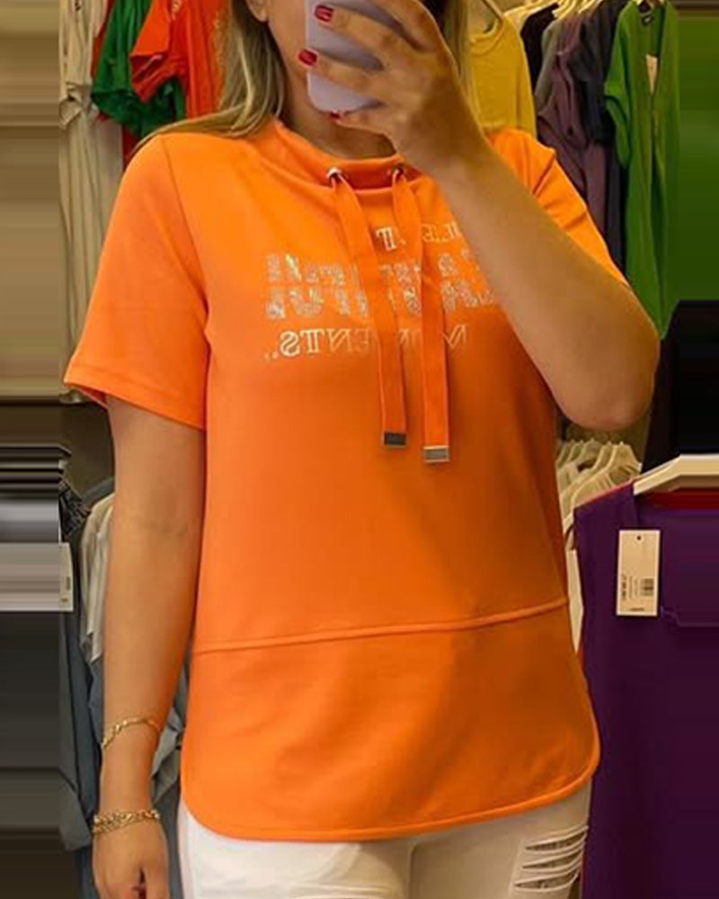 Kurzarm-T-Shirt mit Kordelzug