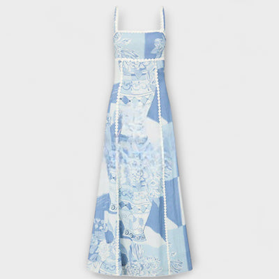 Terazza Ric Rac - Ausgestelltes Maxikleid mit Slip-Design aus Leinen