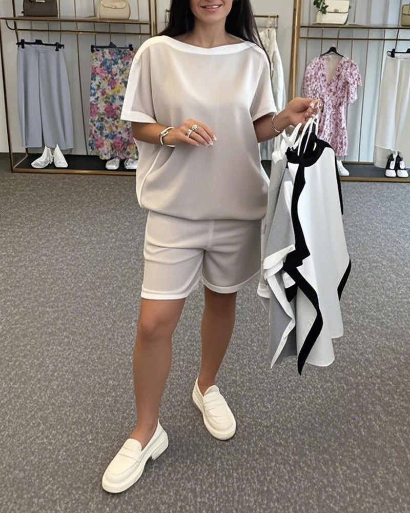 Set Weite Sport Kontrast Shorts