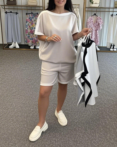 Set Weite Sport Kontrast Shorts