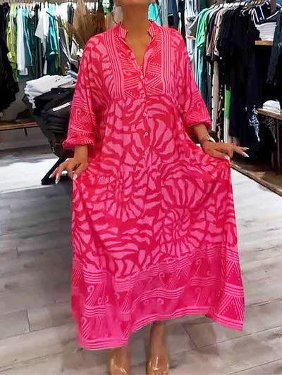 Mira | V-Ausschnitt Gedrucktes Kleid