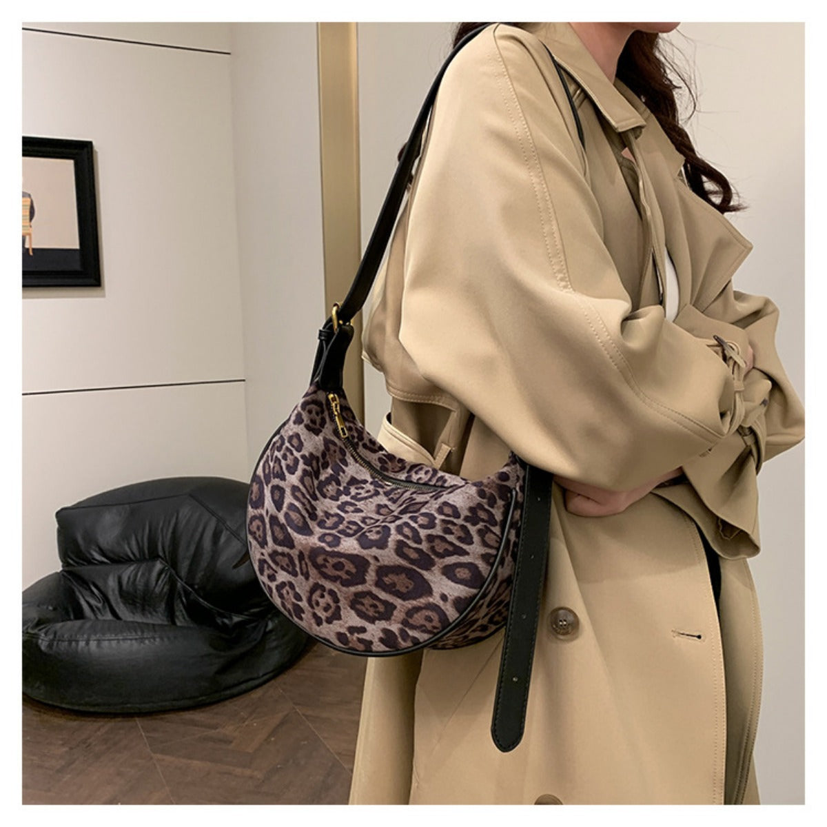 Heidi Mode | Vintage Umhängetasche mit Leopardenmuster