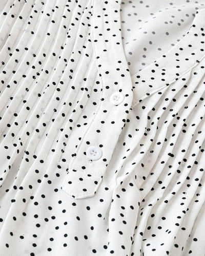 Bluse Rüschenärmel V-Ausschnitt Pünktchen