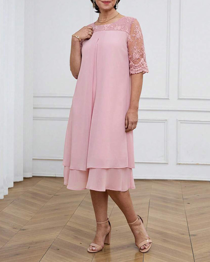Kleid Modische und elegante Spitze mittellange Ärmel