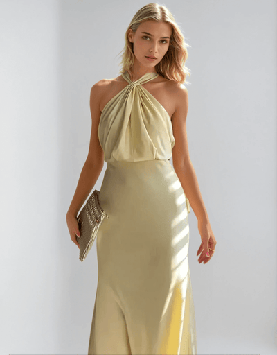 Elegant Maxikleid mit Neckholder & Raffungen