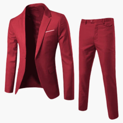Herren Sommer Anzug Zweiteiler mit Revers und Flatfront Hose