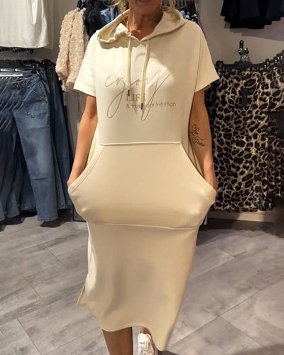 Kleid Mit Kapuze Casual Kordelzug