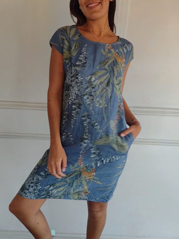 CINDY - GERADES KLEID MIT PRINT