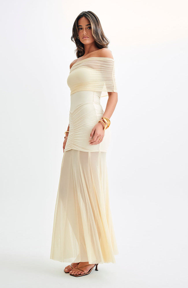 Sienna | Langes Tüllkleid mit Schulterfreiem Ausschnitt