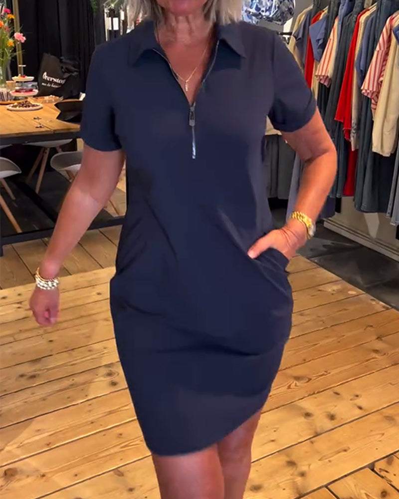 Kleid Revers Reißverschluss