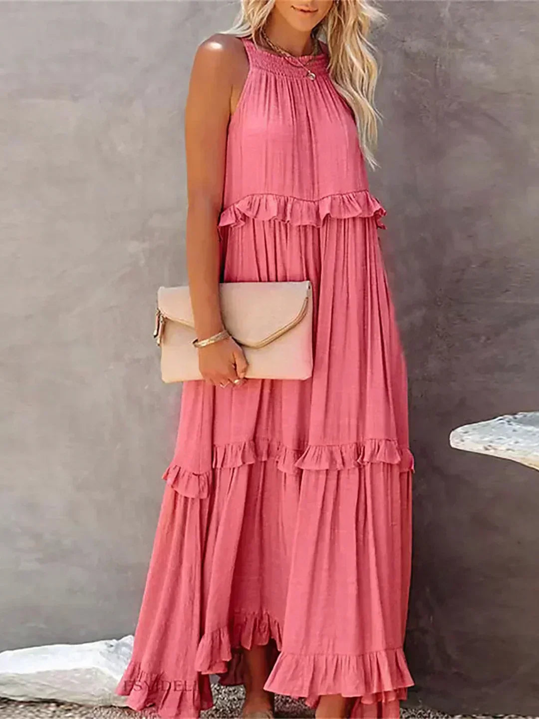 Boho Maxikleid mit Volants & Neckholder-Ausschnitt – Sommerlich & Feminin