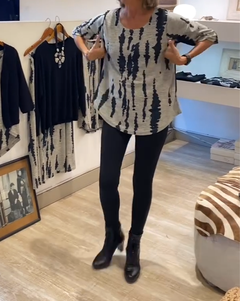 Bluse Dreiviertelarm Locker Bedruckt