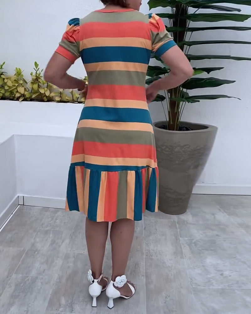 Kleid lässig Kurzarm gestreift