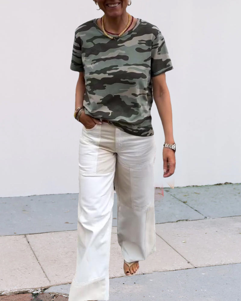 T-Shirt Tarnmuster Kurzärmlig