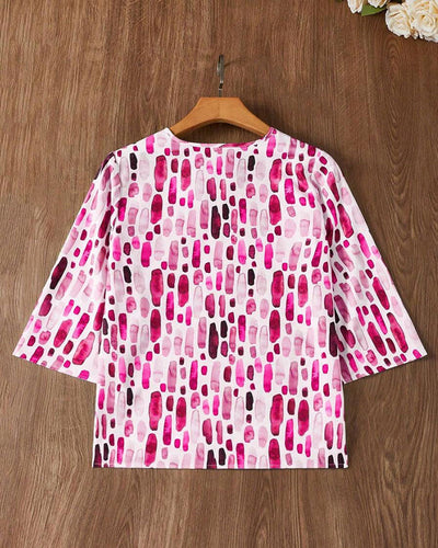 T-Shirt lässig bedruckt locker V-Ausschnitt