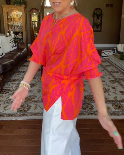 Bluse Rundhalsausschnitt locker bedruckt