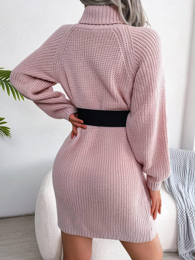 Rollkragenpullover Winterkleid für Frauen
