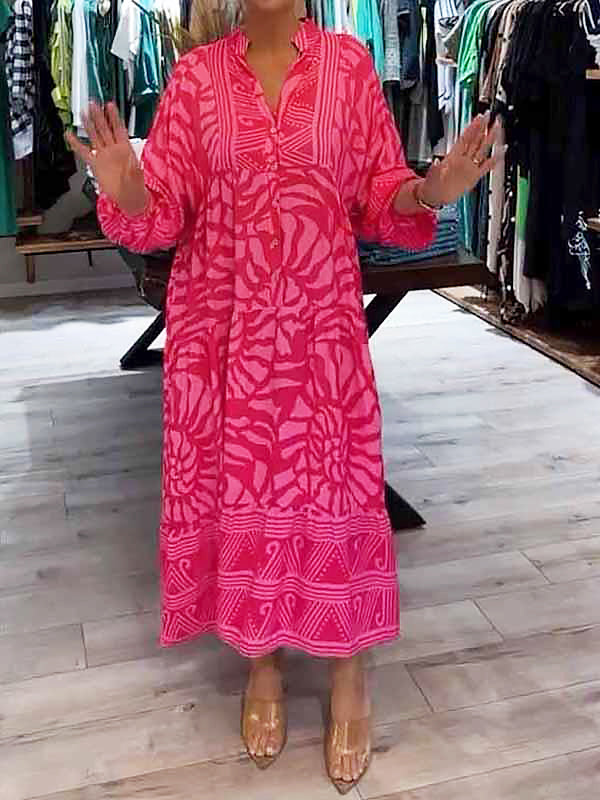 Mira | V-Ausschnitt Gedrucktes Kleid