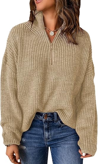 Pullover mit halbem Reißverschluss für Frauen