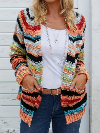 Farbenfroher Winter-Strickjacke für Damen